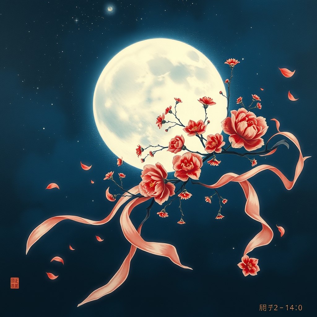 花魂月下：落花化魂，随月光而行
